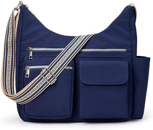 KALIDI Fancy Forest Nylon Crossbody Bags for Women Casual Work Travel Trendy Cross Body Purse with Multiple Pockets