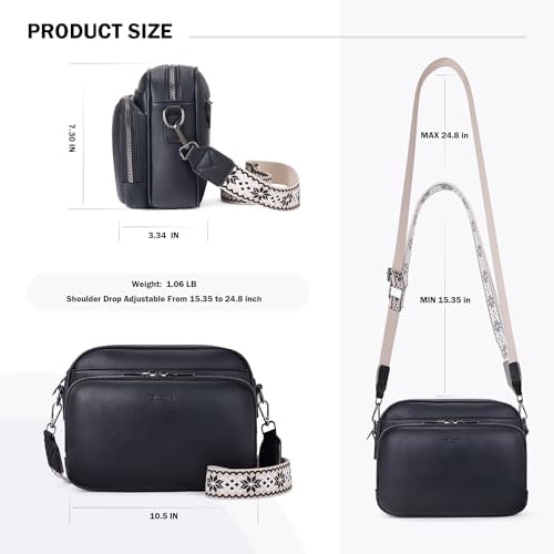 POIUGOYA Trendy Vegan Leather Crossbody Purse for Women, Travel Compatible with Built-in Wallet Medium Size