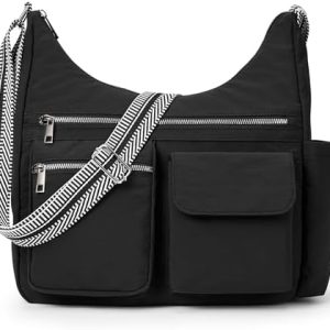 KALIDI Fancy Forest Nylon Crossbody Bags for Women Casual Work Travel Trendy Cross Body Purse with Multiple Pockets