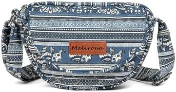 Malirona Women's Durable Small Floral Crossbody Bag Canvas Messenger Handbag Multi Pocket Travel Satchel Purse Malirona