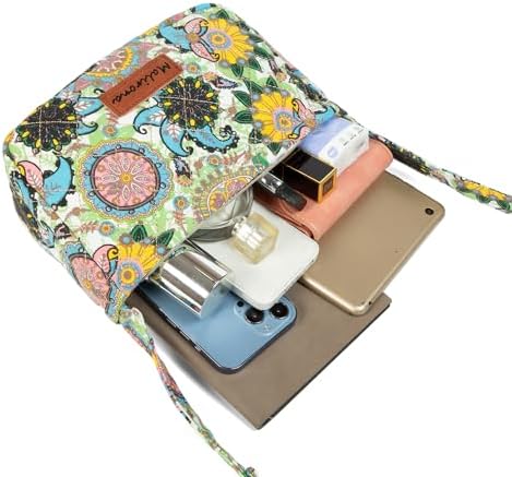 Malirona Women's Durable Small Floral Crossbody Bag Canvas Messenger Handbag Multi Pocket Travel Satchel Purse Malirona