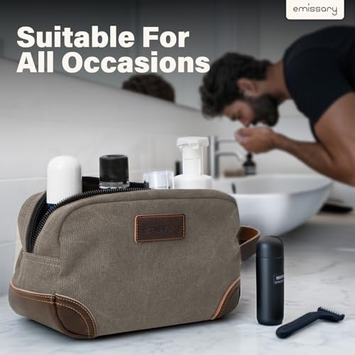 Men's Emissary Water-Resistant Toiletry Bag | Men’s Emissary Canvas Travel Dopp Kit | Men's Emissary Travel Bathroom Ba