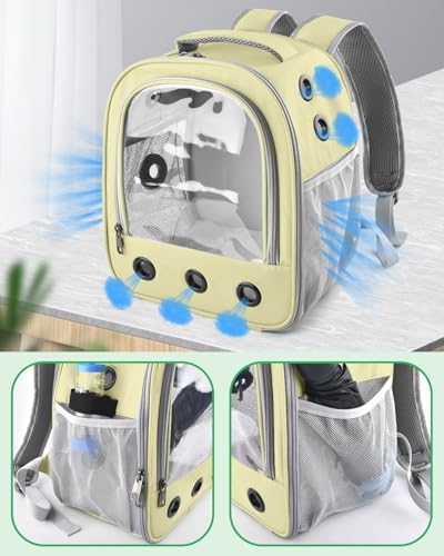 Portable Guinea Pig Carrier Backpack for Pet Bunny Chinchilla Outgoing with Water Bottle Holder & Detachable Pad (Pink)