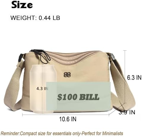 Eslcorri Women Small Shoulder Bag Nylon Simple Zipper Purse Lightweight Casual Mini Bag Eslcorri Women Casual Small Cros