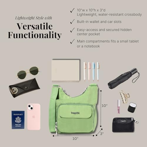 Baggallini Womens Criss Cross 10x11 Crossbody Bag for Fashion Ladies, Stylish and Practical, Daily Use, High-Quality Lea