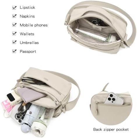 Eslcorri Women Small Shoulder Bag Nylon Simple Zipper Purse Lightweight Casual Mini Bag Eslcorri Women Casual Small Cros