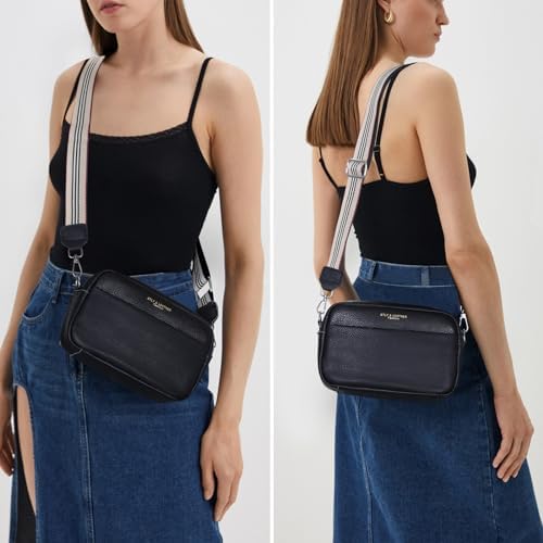 Women Genuine Leather Crossbody Bag for Everyday Use | Trendy Design Wide Strap Crossbody Bag | Camera Crossbody Purs