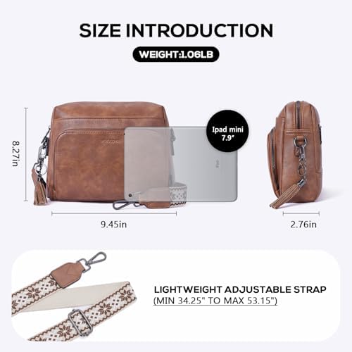 POIUGOYA Trendy Vegan Leather Crossbody Purse for Women, Travel Compatible with Built-in Wallet Medium Size