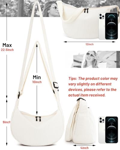Trendy Crossbody Sling Bag for Women Men: Crescent Bag with Adjustable Strap, 2 Zippers, Lightweight