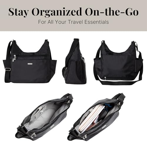 Baggallini Essential Hobo Handbag for Women W/RFID Protection Lightweight Travel Purse Handbag Crossbody Bag
