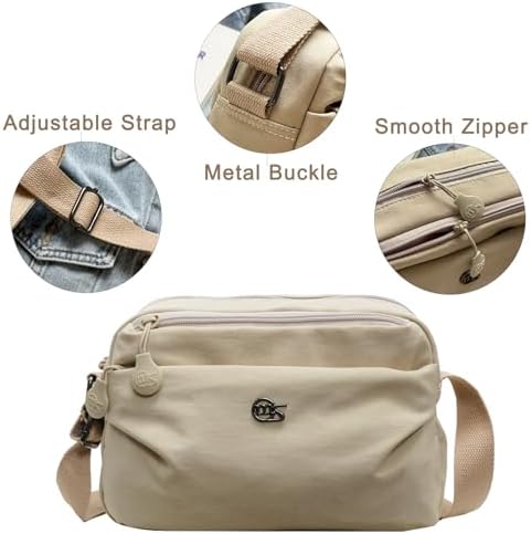 Eslcorri Women Small Shoulder Bag Nylon Simple Zipper Purse Lightweight Casual Mini Bag Eslcorri Women Casual Small Cros