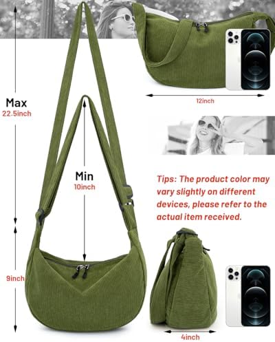 Trendy Crossbody Sling Bag for Women Men: Crescent Bag with Adjustable Strap, 2 Zippers, Lightweight
