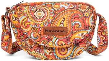 Malirona Women's Durable Small Floral Crossbody Bag Canvas Messenger Handbag Multi Pocket Travel Satchel Purse Malirona