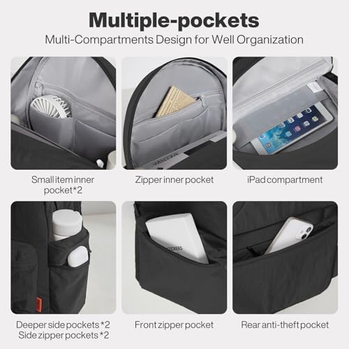 Mixi Outdoor Lightweight Backpack for Women Men Casual Carry On Laptop Travel Bookbag, Water Resistant Durable Hiking Ba