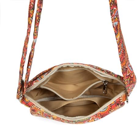 Malirona Women's Durable Small Floral Crossbody Bag Canvas Messenger Handbag Multi Pocket Travel Satchel Purse Malirona