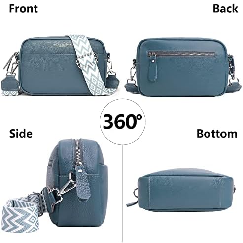 Women Genuine Leather Crossbody Bag for Everyday Use | Trendy Design Wide Strap Crossbody Bag | Camera Crossbody Purs