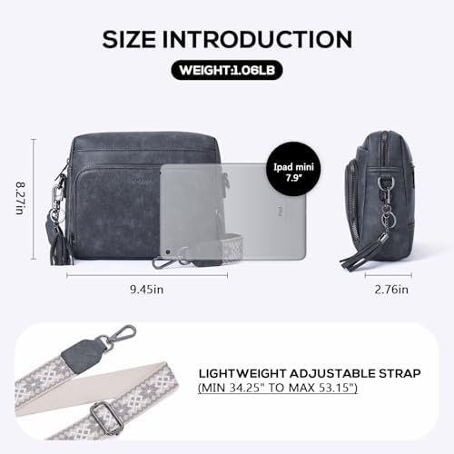 POIUGOYA Trendy Vegan Leather Crossbody Purse for Women, Travel Compatible with Built-in Wallet Medium Size