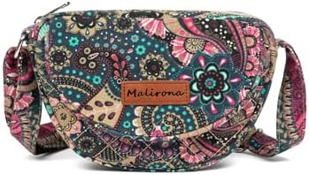 Malirona Women's Durable Small Floral Crossbody Bag Canvas Messenger Handbag Multi Pocket Travel Satchel Purse Malirona