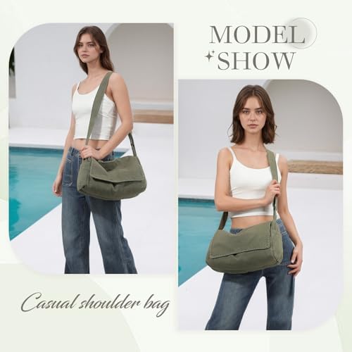 SUKUTU Canvas Messenger Bag for Women and Men Casual Crossbody Shoulder Bag Unisex Travel Work Hobo Bag SUKUTU Canvas