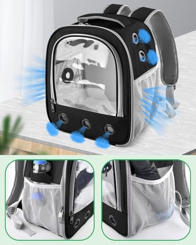 Portable Guinea Pig Carrier Backpack for Pet Bunny Chinchilla Outgoing with Water Bottle Holder & Detachable Pad (Pink)