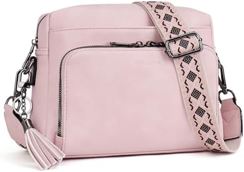 POIUGOYA Trendy Vegan Leather Crossbody Purse for Women, Travel Compatible with Built-in Wallet Medium Size