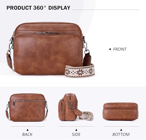 POIUGOYA Trendy Vegan Leather Crossbody Purse for Women, Travel Compatible with Built-in Wallet Medium Size
