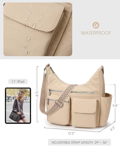 KALIDI Fancy Forest Nylon Crossbody Bags for Women Casual Work Travel Trendy Cross Body Purse with Multiple Pockets