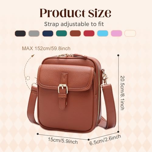 Women's Multi-Slot Multi-Functional Crossbody Leather Bag with Large Capacity Adjustable Shoulder Strap | Multi-Slot Cr