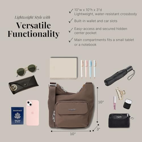 Baggallini Womens Criss Cross 10x11 Crossbody Bag for Fashion Ladies, Stylish and Practical, Daily Use, High-Quality Lea