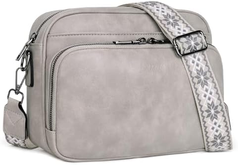 POIUGOYA Trendy Vegan Leather Crossbody Purse for Women, Travel Compatible with Built-in Wallet Medium Size