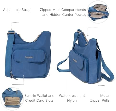 Baggallini Womens Criss Cross 10x11 Crossbody Bag for Fashion Ladies, Stylish and Practical, Daily Use, High-Quality Lea