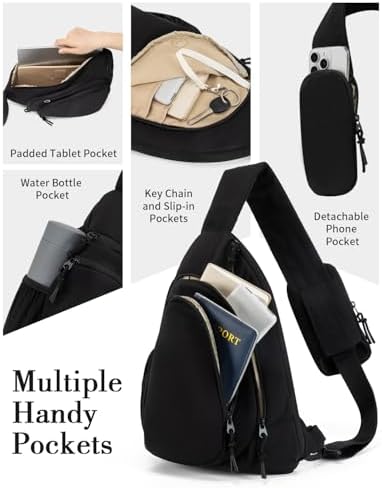 Ecosmile Women Nylon Crossbody Bag Anti-theft RFID Blocking Pocket Adjustable Shoulder Strap