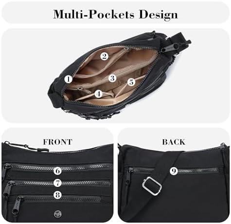 AOCINA Women's Lightweight Multi-Pocket Crossbody Bags for Everyday Use | AOCINA Nylon Messenger Shoulder Handbags for