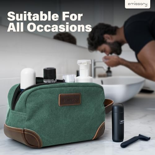 Men's Emissary Water-Resistant Toiletry Bag | Men’s Emissary Canvas Travel Dopp Kit | Men's Emissary Travel Bathroom Ba