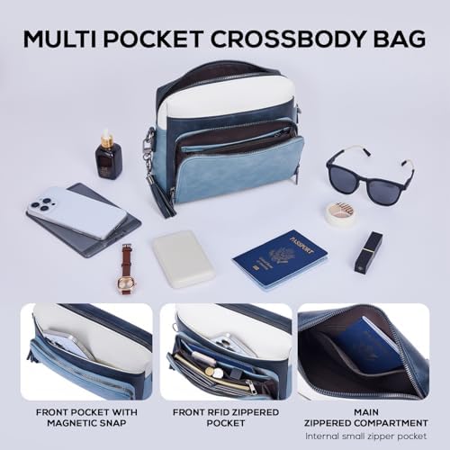 POIUGOYA Trendy Vegan Leather Crossbody Purse for Women, Travel Compatible with Built-in Wallet Medium Size