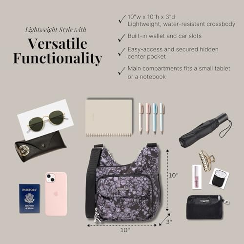 Baggallini Womens Criss Cross 10x11 Crossbody Bag for Fashion Ladies, Stylish and Practical, Daily Use, High-Quality Lea
