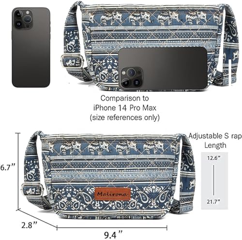 Malirona Women's Durable Small Floral Crossbody Bag Canvas Messenger Handbag Multi Pocket Travel Satchel Purse Malirona