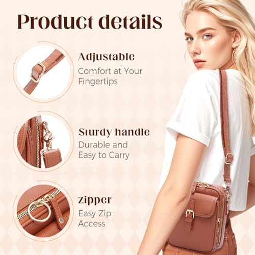 Women's Multi-Slot Multi-Functional Crossbody Leather Bag with Large Capacity Adjustable Shoulder Strap | Multi-Slot Cr