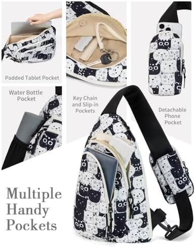 Ecosmile Women Nylon Crossbody Bag Anti-theft RFID Blocking Pocket Adjustable Shoulder Strap