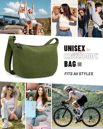 Trendy Crossbody Sling Bag for Women Men: Crescent Bag with Adjustable Strap, 2 Zippers, Lightweight