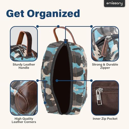 Men's Emissary Water-Resistant Toiletry Bag | Men’s Emissary Canvas Travel Dopp Kit | Men's Emissary Travel Bathroom Ba