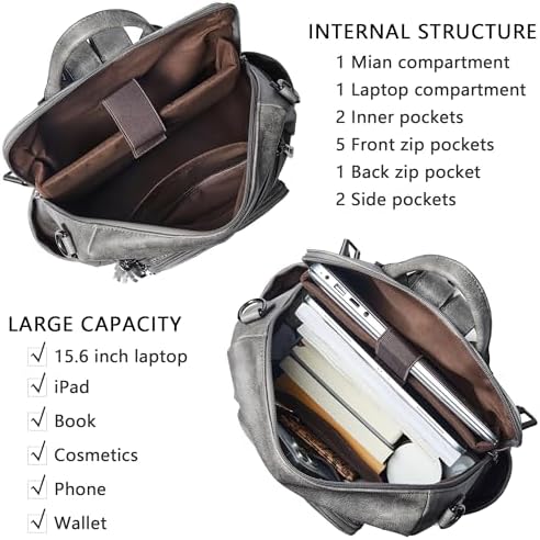 Shrrie Vegan Leather Women's 15.6 Inch Laptop Backpack for Work and Travel | Shrrie Vegan Leather Women's Laptop Backpa