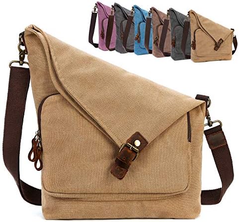AmHoo Genuine Leather Canvas Crossbody Bag for Women Shoulder Bags Hobo Totes