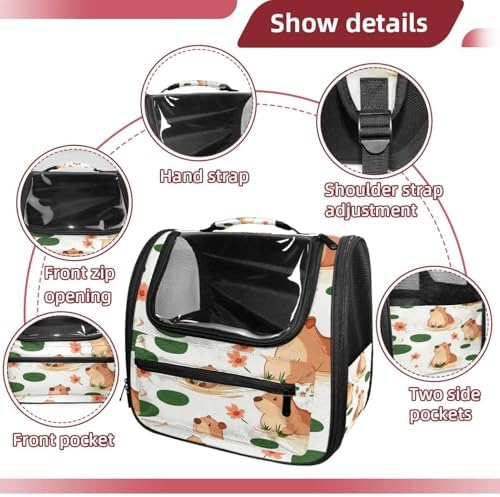 Capybara Pet Soft Sided Travel Carrier for Cats and Puppies, Portable and Comfortable, Perfect for Airlines and Car Trip