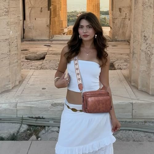 POIUGOYA Trendy Vegan Leather Crossbody Purse for Women, Travel Compatible with Built-in Wallet Medium Size