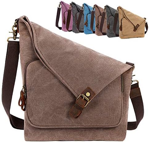 AmHoo Genuine Leather Canvas Crossbody Bag for Women Shoulder Bags Hobo Totes