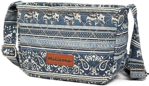 Malirona Women's Durable Small Floral Crossbody Bag Canvas Messenger Handbag Multi Pocket Travel Satchel Purse Malirona