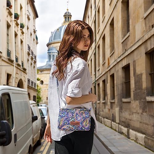 Malirona Women's Durable Small Floral Crossbody Bag Canvas Messenger Handbag Multi Pocket Travel Satchel Purse Malirona