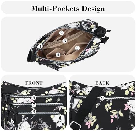 AOCINA Women's Lightweight Multi-Pocket Crossbody Bags for Everyday Use | AOCINA Nylon Messenger Shoulder Handbags for