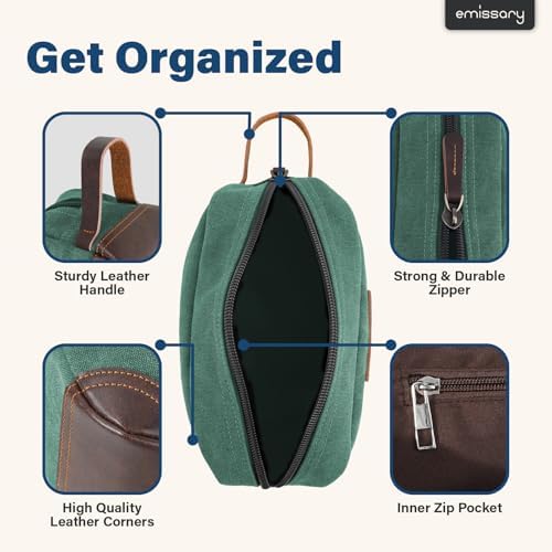 Men's Emissary Water-Resistant Toiletry Bag | Men’s Emissary Canvas Travel Dopp Kit | Men's Emissary Travel Bathroom Ba